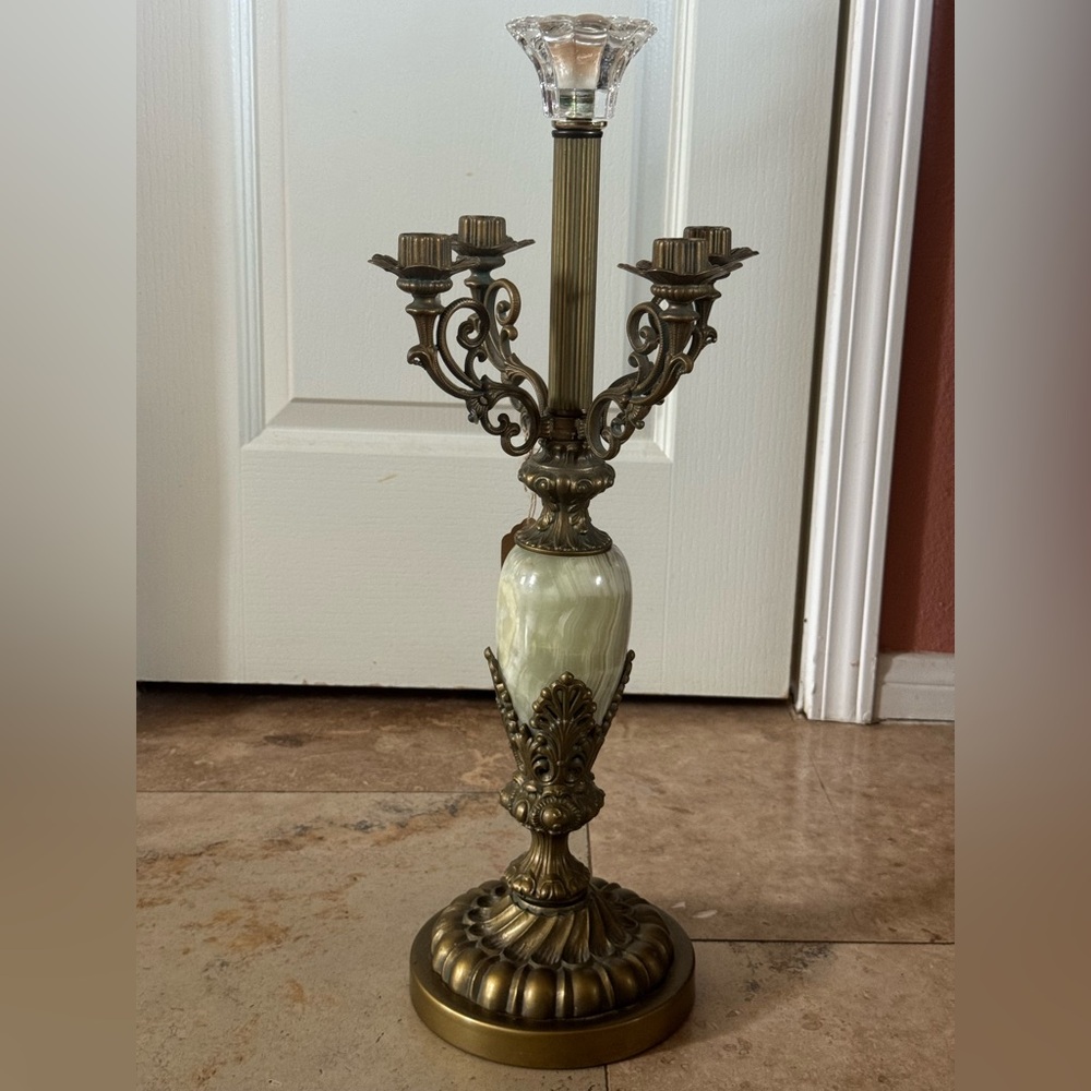 Elegant Brass Candelabra with Cream Accents